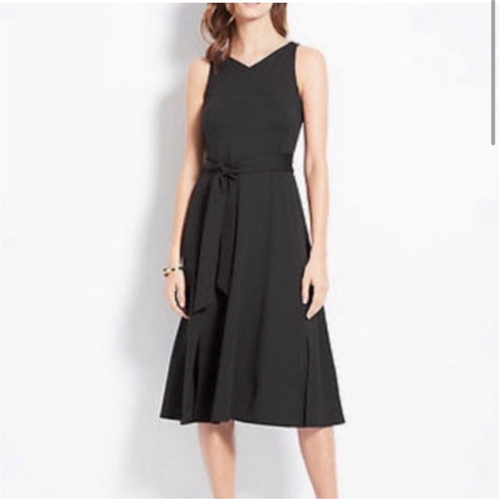 Ann Taylor Black Ponte Cut Out Back Dress